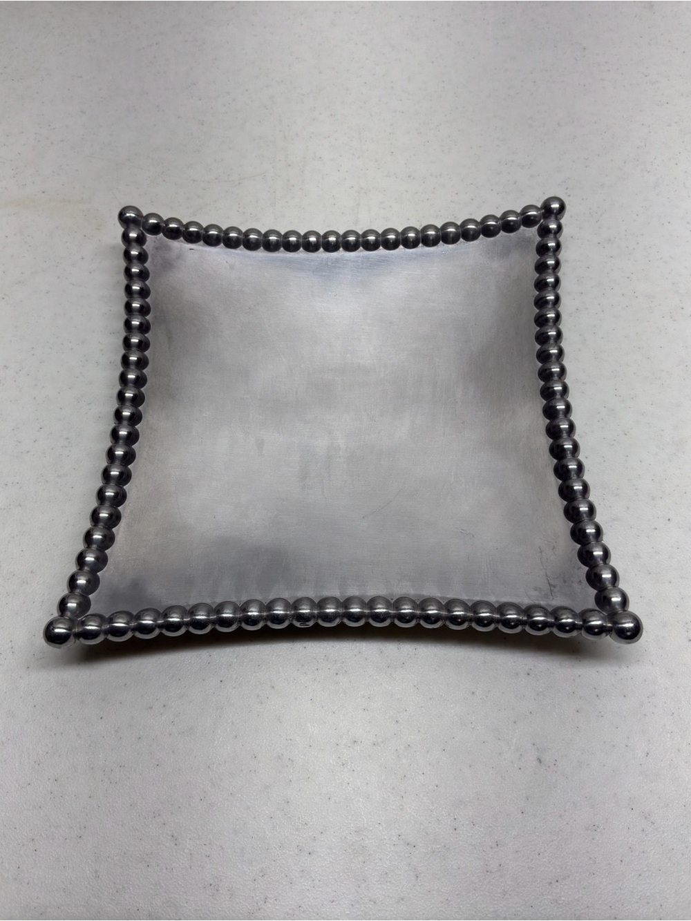 Silver Beaded Square Decorative Tray by Mud Pie